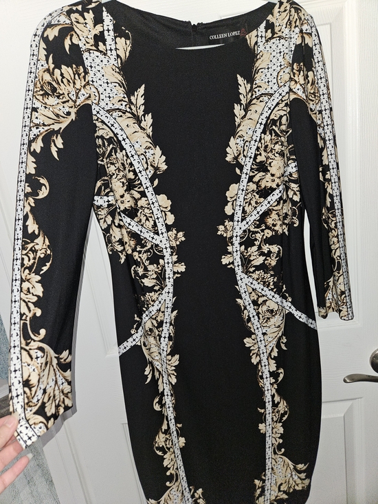 Colleen Lopez Dresses & Skirts - Colleen Lopez Black Gold Floral Cocktail Party Dress Med